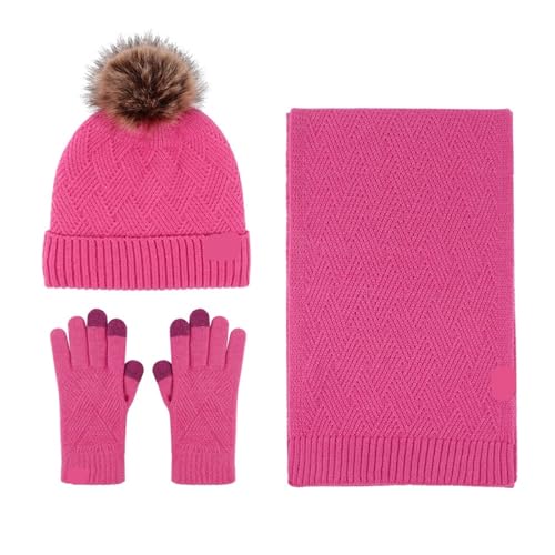 UALXPAO Mütze und Schal Set Damen Einfarbige Wolle Warme Mütze Schal Handschuhe Dreiteiliges Set for Männer Und Frauen Herbst Winter Wind Kalt Wollknäuel Gepolstert Weich Stricken(Color 8) von UALXPAO