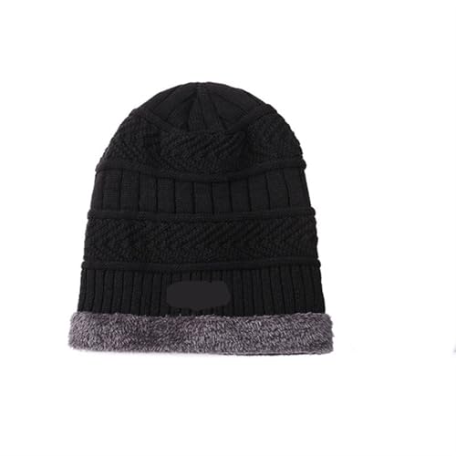 UALXPAO Mütze und Schal Set Damen Winter Männer Frauen Dicke Beanie Hut Strickmütze Winter Cap Beanie Weibliche Wolle Hals Schal Kappe Sturmhaube Maske Motorhaube Hüte Set(Black Hat) von UALXPAO