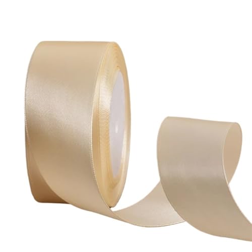 UALXPAO Satinband BäNder 25 Yards/Rolle 6 mm 10 mm 15 mm 20 mm 25 mm 40 mm 50 mm Seidensatinbänder for Basteln, Schleifen, handgefertigtes Geschenkpapier, Party, Hochzeit, dekorativ(Beige,50mm) von UALXPAO