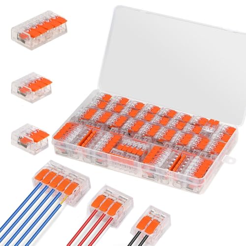 UAPPO 90 Stück Klemmen Set Kabelverbinder mit Betätigungshebel für Feste Kabe 2-3-5 Leiter von 0.2-4 qmm Elektro Verbindungsklemmen Lüsterklemmen kleines Design transparent von UAPPO