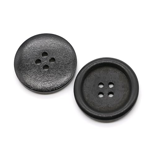 Buttons, Runde Knöpfe aus Naturholz, Ersatzknöpfe aus Holz mit 4 Löchern, Nähknöpfe aus Holz, Kunst, Basteln, Kleidungszubehör(B (Black),20mm(0.78'') 50Pcs) von UBFSNKVX