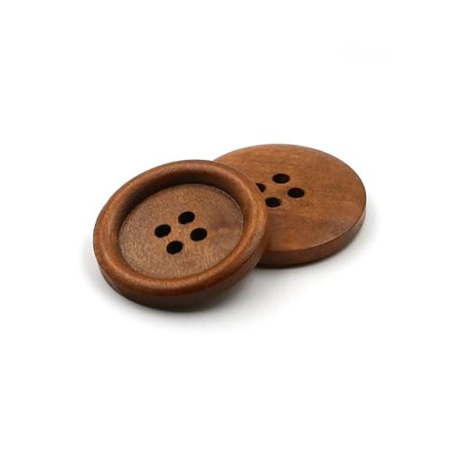 Buttons, Runde Knöpfe aus Naturholz, Ersatzknöpfe aus Holz mit 4 Löchern, Nähknöpfe aus Holz, Kunst, Basteln, Kleidungszubehör(B (Coffee),13mm(0.51'') 60Pcs) von UBFSNKVX