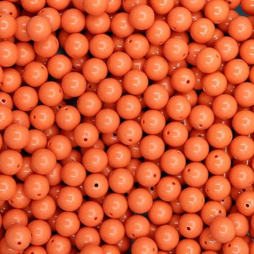 100 Stück orangefarbene Perlen zur Schmuckherstellung, Großpackung 14 mm mit 2,0 mm großem Loch, runde Perlen, Abstandshalter aus Acryl, lose Perlen für Halsketten, Armbänder, Ohrringe, von UBJSFASASND