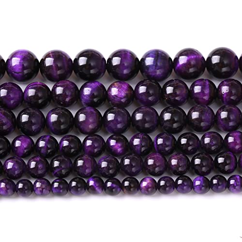 12 mm, 32 Stück A+ natürliche violette Tigeraugen-Steinperlen, runde Abstandshalter, lose Perlen für Schmuckherstellung, DIY, Armband, Halskette, 38,1 cm von UBJSFASASND