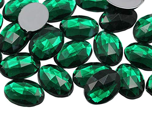 14 x 10 mm grüner Smaragd. MD flache Rückseite, ovale Acryl-Strasssteine, kleine Gesichts-Edelsteine, Körperschmuck, Kartenherstellung, Verzierungen, 45 Stück von UBJSFASASND