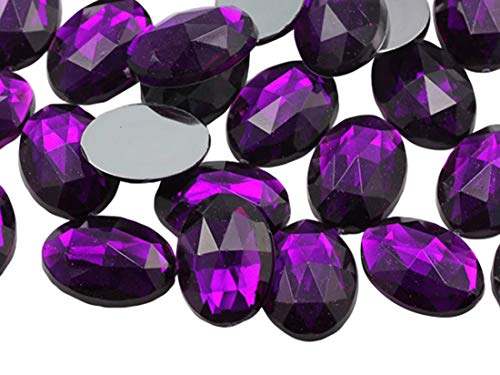 14 x 10 mm violetter Amethyst. NAT02 flache Rückseite, ovale Acryl-Strasssteine, kleine Gesichts-Edelsteine, Körperschmuck, Kartenherstellung, Verzierungen, 45 Stück von UBJSFASASND