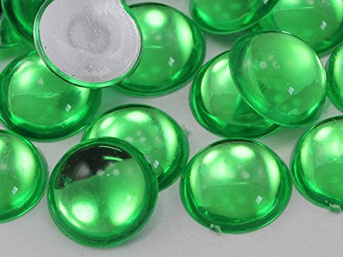 15 mm grüner Peridot. PD2 Acryl-Cabochon mit flacher Rückseite, rund, Profi-Qualität, 30 Stück von UBJSFASASND