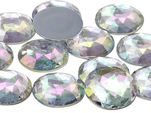 25 mm kristallklare AB H702 runde Acryl-Strasssteine mit flacher Rückseite, Kunststoff, Kreis-Edelsteine für Kostümherstellung, Cosplay, Schmuck, professionelle Verzierungen, 20 Stück (Crystal AB) von UBJSFASASND