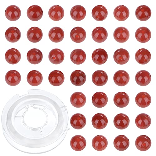 8 mm, 100 Stück natürliche rote Karneol-Edelsteine, runde lose Perlen zur Schmuckherstellung, mit Kristall-Stretchschnur 8 mm, 100 Stück natürliche rote Karneol-Edelsteine, runde lose Perlen zur Schmuckherstellung, mit Kristall-Stretchschnur von UBJSFASASND