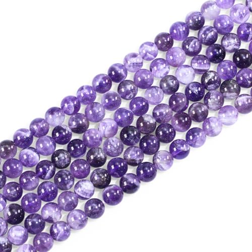 8 mm natürliche Amethyst-Edelsteine, rund, lose Perlen für Schmuckherstellung, DIY-Armbänder, Halsketten (45–48 Stück/Strang) von UBJSFASASND