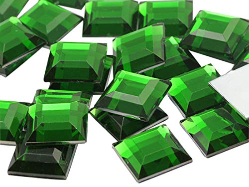 Acryl-Strasssteine mit flacher Rückseite, quadratisch, 15 mm, Kunststoff-Edelsteine, Kostüm-Juwelen, Verzierungen für Schmuckherstellung, 30 Stück (grüner Peridot H120) von UBJSFASASND