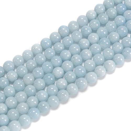 Aquamarin-gefärbte Jade, glatt, rund, natürliche Gematone, lose Perlen für Schmuckherstellung, DIY, 1 Strang, 38,1 cm, 8 mm von UBJSFASASND