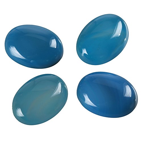 GCN-C10 natürlicher blauer Achat, durchscheinend, oval, Cabochon, flache Rückseite, lose Kuppel, Cabochon, 20 x 15 mm, 8 Stück von UBJSFASASND