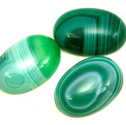 GCN-D10 natürlicher grüner Achat-Edelstein, oval, Cabochon, doppelte lose Kuppel, 25 mm x 18 mm, für Schmuckherstellung, 16 Stück von UBJSFASASND