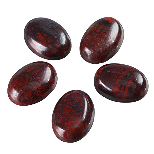 GCN-D15 Natürlicher Brecciierter roter Jaspis, flache Rückseite, oval, Cabochon, lose Kuppel, Cabochon, 25 x 18 mm, für Schmuckherstellung, 16 Stück von UBJSFASASND