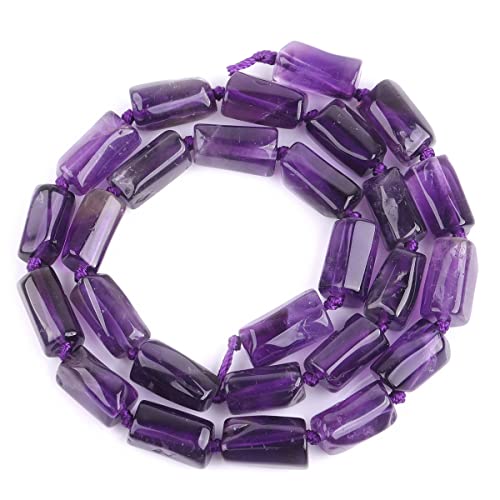 GEM-Inside 25 Stück 8 x 12 mm natürlicher Amethyst-Quarz-Edelstein, facettierte, Freiformröhrchen, Säulen-Chakra-Perlen für Schmuckherstellung, voller 38,1 cm Strang, Energieheilung von UBJSFASASND