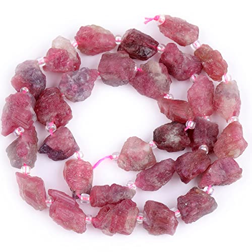 GEM-Inside 30 Stück 8 x 12 mm natürlicher rosa Turmalin-Quarz-Edelstein, facettierte Freiformröhrchen, Säulen-Chakra-Perlen für Schmuckherstellung, voller 38,1 cm langer Strang, Energie-Heilstein von UBJSFASASND