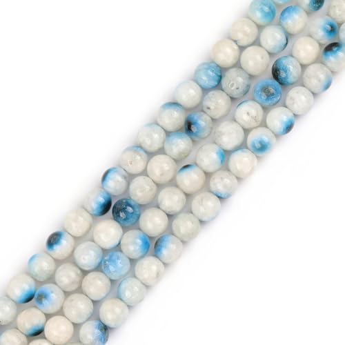 GEM-Inside 6 mm runder natürlicher blauer Eisquarz-Edelstein, Halbedelstein, Perlen für Armband, Halskette, Schmuckherstellung, Strang, 38,1 cm von UBJSFASASND