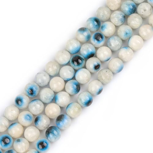 GEM-Inside 8 mm runder natürlicher blauer Eisquarz-Edelstein, Halbedelstein, Perlen für Armband, Halskette, Schmuckherstellung, Strang, 38,1 cm von UBJSFASASND