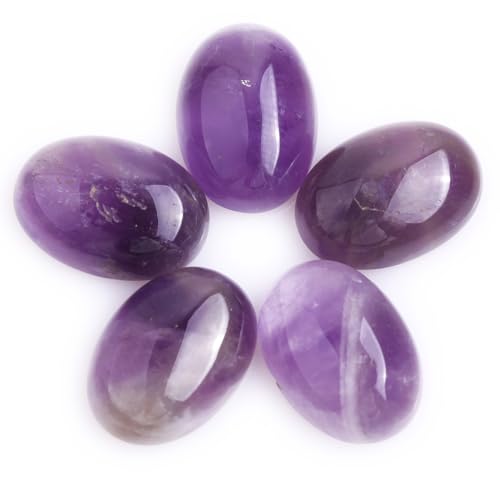 GEM-Inside Amethyst-Edelstein, Cabochon, oval, lose Perlen, natürliche Perlen für Schmuckherstellung, Ringanhänger, 6 x 8 mm, 5 Stück von UBJSFASASND