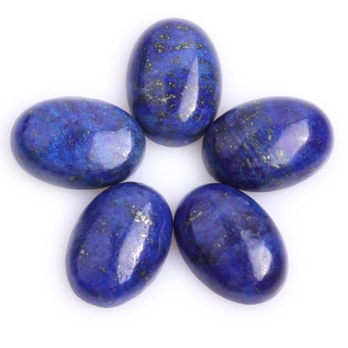 GEM-Inside Lapislazuli-Edelstein, Cabochon, oval, gefärbt, lose Perlen für Schmuckherstellung, Ringanhänger, 10 x 12 mm, 5 Stück von UBJSFASASND