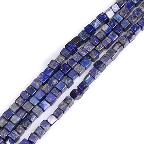 GEM-Inside Lapislazuli-Edelstein, lose Perlen, natürliche Energieperlen, für Schmuckherstellung, 4 mm, quadratisch, 38,1 cm von UBJSFASASND