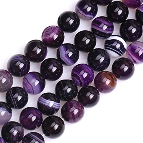 GEM-Inside Perlen aus violettem Achat, lose Perlen, natürliche Energie, Power-Perlen für Schmuckherstellung, rund, 10 mm, 38,1 cm von UBJSFASASND