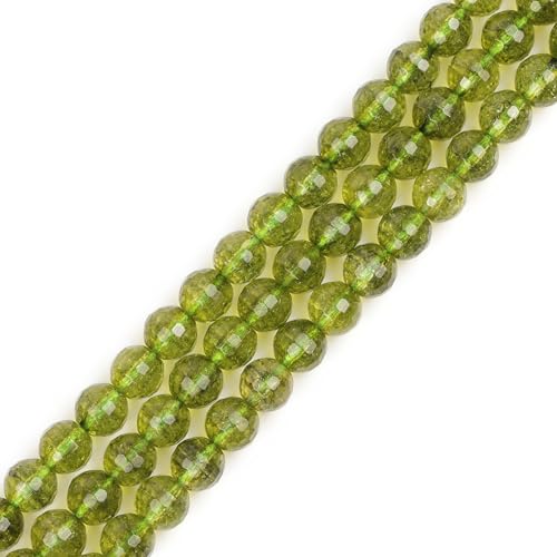 GEM-insid facettierter grüner Peridot, lose Perlen, natürliche Energie, Power-Perlen für Schmuckherstellung, 8 mm, rund, 38,1 cm von UBJSFASASND