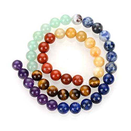 GF35-8 Perlen aus natürlichem Amethyst, Lapislazuli, Sodalith, Aventurin, Tigerauge, gelbe Jade, roter Jaspis, 8 mm, runde Chakra-Steinperlen, 43–46 Stück von UBJSFASASND