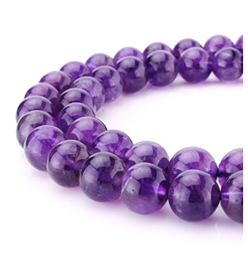 GY19-10 natürlicher violetter Amethyst-Kristall, Heilstein, 10 mm, rund, lose Perlen, Abstandshalter (34–37 Stück) für Schmuckherstellung, 1 Strang von UBJSFASASND