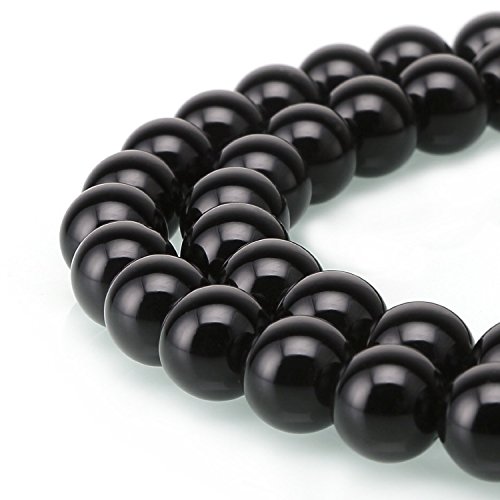 GY24-8 natürliche schwarze Obsidian-Heilsteine, 8 mm, runde lose Perlen, Abstandshalter (88–94 Stück) für Schmuckherstellung, 2 Stränge von UBJSFASASND