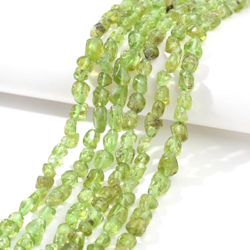 Natürliche grüne Peridot-Nuggets, oval, frei getrommelt, Halbedelstein, lose Steinperlen, ca. 39,4 cm, für DIY-Schmuckherstellung, 6–8 mm von UBJSFASASND