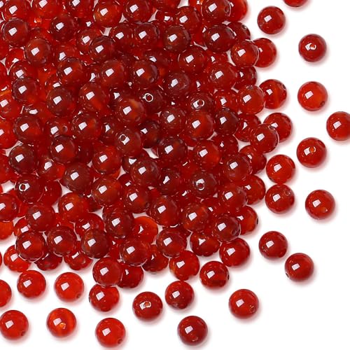 Rote Achat-Perlen, 8 mm, natürliche Kristallperlen, rund, Polierstein, echte Edelsteinperlen für DIY-Schmuckherstellung, 47 Stück von UBJSFASASND