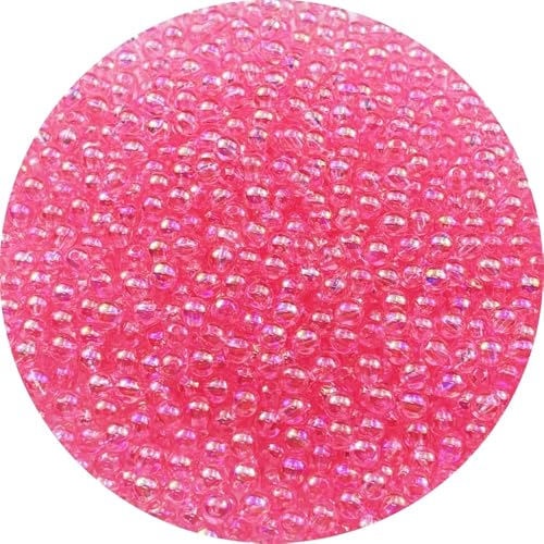 Runde Acrylperlen, 6 mm, AB-Farben, Acrylperlen, runde Abstandshalter-Perlen mit Loch für DIY-Armbänder, Halsketten, Schmuckherstellung, handgefertigt, 1000 Stück (Pink AB) von UBJSFASASND