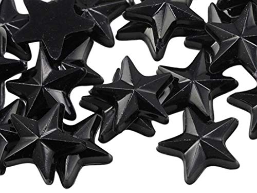 Stern-Strass-Verzierungen, 15 mm, flache Rückseite, Acryl-Kunststoff-Edelsteine für Schmuck, Handwerk, Kostüme, Einladungen, Cosplay, 35 Stück (Jet Black .JT) von UBJSFASASND