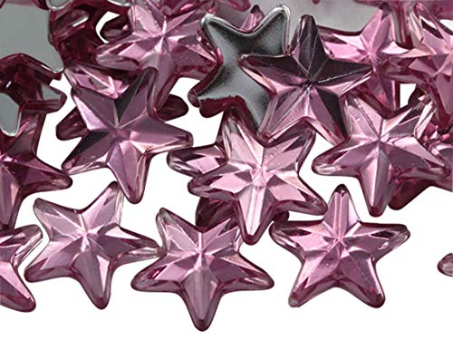 Stern-Strass-Verzierungen, 15 mm, flache Rückseite, Acryl-Kunststoff-Edelsteine für Schmuck, Handwerk, Kostüme, Einladungen, Cosplay, 35 Stück (Pink Rose Lite. RS72) von UBJSFASASND