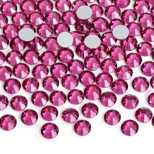 Strasssteine mit flacher Rückseite, Glasdiamanten zum Basteln, Nagelkunst, Basteln, Dekorationen, Kleidung, Schuhe, 2,0 mm (SS6, 2880 Stück, Fuchsia) von UBJSFASASND