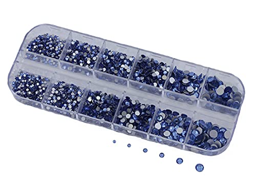 Über 2100 Stück blaue Saphir-Strasssteine mit flacher Rückseite, für Nagelkunst-Set, 6 Größen (1,4 mm – 4,8 mm) von UBJSFASASND