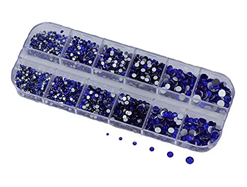 Über 2100 Stück blaue Saphirglas-Strasssteine mit flacher Rückseite, für Nagelkunst-Set, 6 Größen (1,4 mm – 4,8 mm) von UBJSFASASND