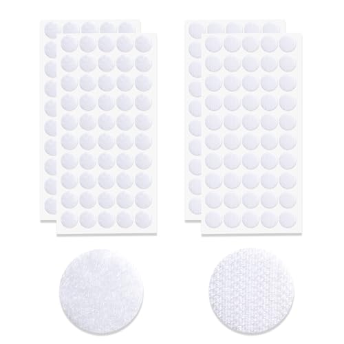 UBRAVE 100 Pairs, 20MM Round Double-Sided Adhesive Fastener,Double-Sided Round Adhesive Dots,Loop Dots Self-Adhesive Fastener, for Crafts on Paper, Plastic, Glass, Leather, Metal (White) von UBRAVE