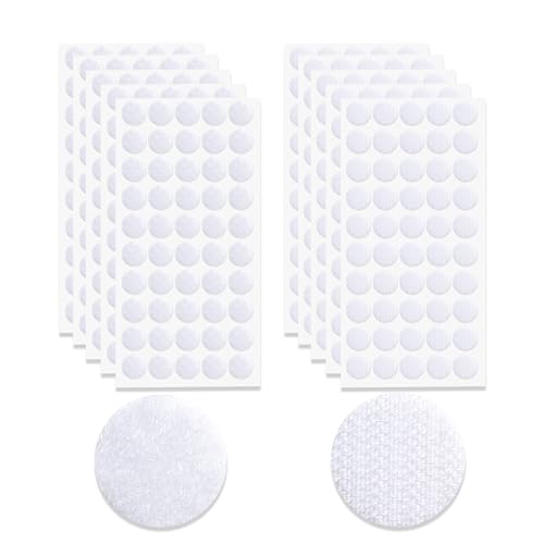 UBRAVE 250 Pairs, 20MM Round Double-Sided Adhesive Fastener,Double-Sided Round Adhesive Dots,Loop Dots Self-Adhesive Fastener, for Crafts on Paper, Plastic, Glass, Leather, Metal (White) von UBRAVE