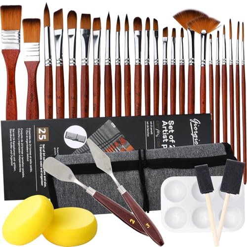 UCAMP Premium Pinselset Acrylfarben,32 Stück Pinsel Set,Künstlerpinsel,Oil Paint Brush Set,Nylon Pinsel,Korpus aus Holz,Artists Paint Brushes für Acryl,Aquarell,Öl von UCAMP