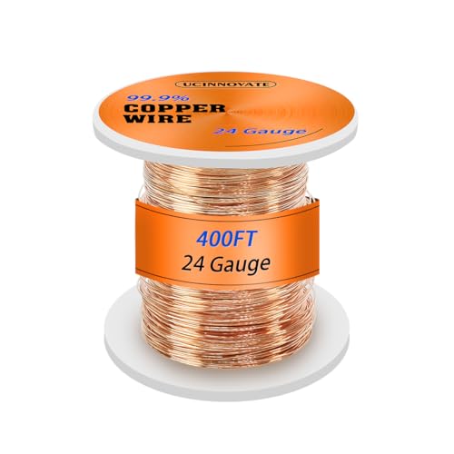 UCINNOVATE 24 Gauge Pure Copper Wire, 122m 0.5mm Durchmesser kupferdraht Solid Soft Bare Copper Wire für Schmuckherstellung Handwerk und elektrische Anwendungen, Flexible Copper Wire Jewelry DIY von UCINNOVATE