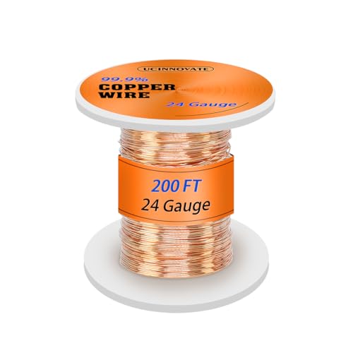 UCINNOVATE 99,9% reinen Kupferdraht für Gartenarbeit, 24 Gauge 0.5 mm x 61m Solid Bare Kupferdraht für Electroculture, Bonsai, Schmuck machen Sicken DIY Craft Wire 24AWG Soft Pure Copper Wire Spool von UCINNOVATE