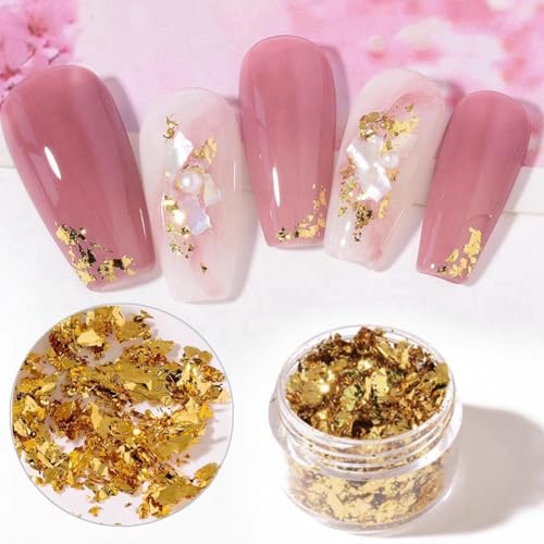 3 Boxen Gold Folien Flocken Für Nail Art, Gold Folie Pailletten Flocken Harz Dekorationen Set Für Frauen Mädchen DIY Nail Art, Harz, Malerei, Make-Up, Schmuck von UCK-KIT