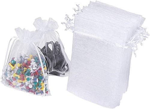 UCLEVER 50 Stück Organzabeutel Organza Schmuckbeutel Geschenk Hochzeit Säckchen (Weiß 17x23) von UCLEVER