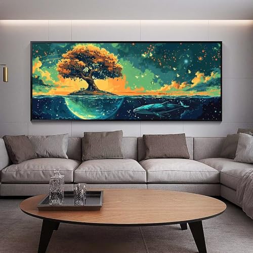 Diamond Painting Baum diamond painting erwachsene groß xxl 300 x 100 cm 5D Diamant malerei Set Wal Full Square Kristall Strass DIY Stickerei Kreuzstich Diamond Art Kunst für Home Wand Dekor Gifts B8 von UDERUI