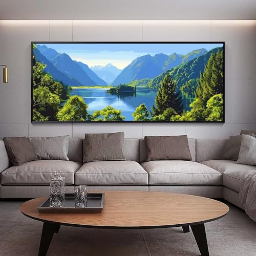 Diamond Painting Berg diamond painting erwachsene groß xxl 300 x 100 cm 5D Diamant malerei Set See Full Square Kristall Strass DIY Stickerei Kreuzstich Diamond Art Kunst für Home Wand Dekor Gifts B32 von UDERUI