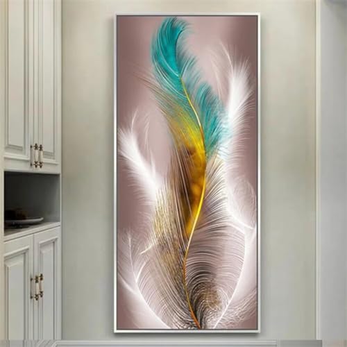 Diamond Painting Farbe Feder Diamant Painting Bilder Erwachsene Groß Diamant malerei Set Full Square Kristall Strass Stickerei Kreuzstich Diamond Art Kunst Deko Wohnzimmer Schlafzimmer Wand 40x80cm von UDERUI