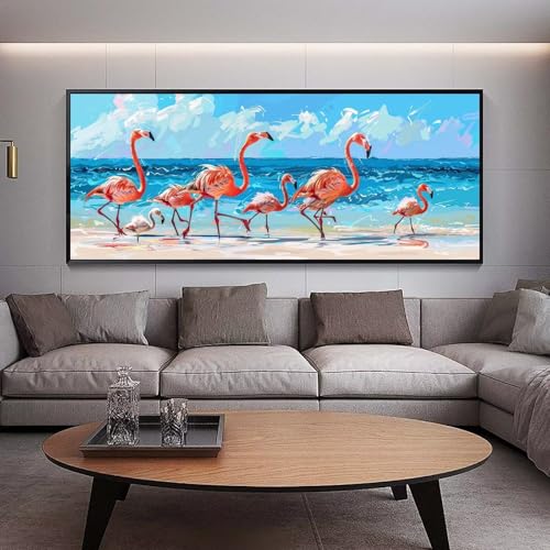 Diamond Painting Flamingo diamond painting erwachsene groß xxl 60 x 30 cm 5D Diamant malerei Set Strand Full Square Strass DIY Stickerei Kreuzstich Diamond Art Kunst für Home Wand Dekor Gifts B88 von UDERUI